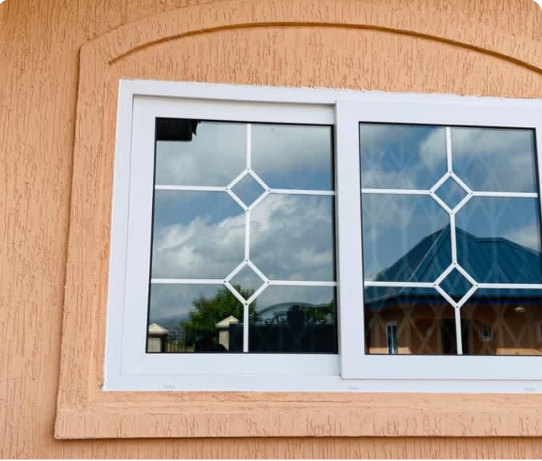 Decorative Tinted White Frame Sliding Window