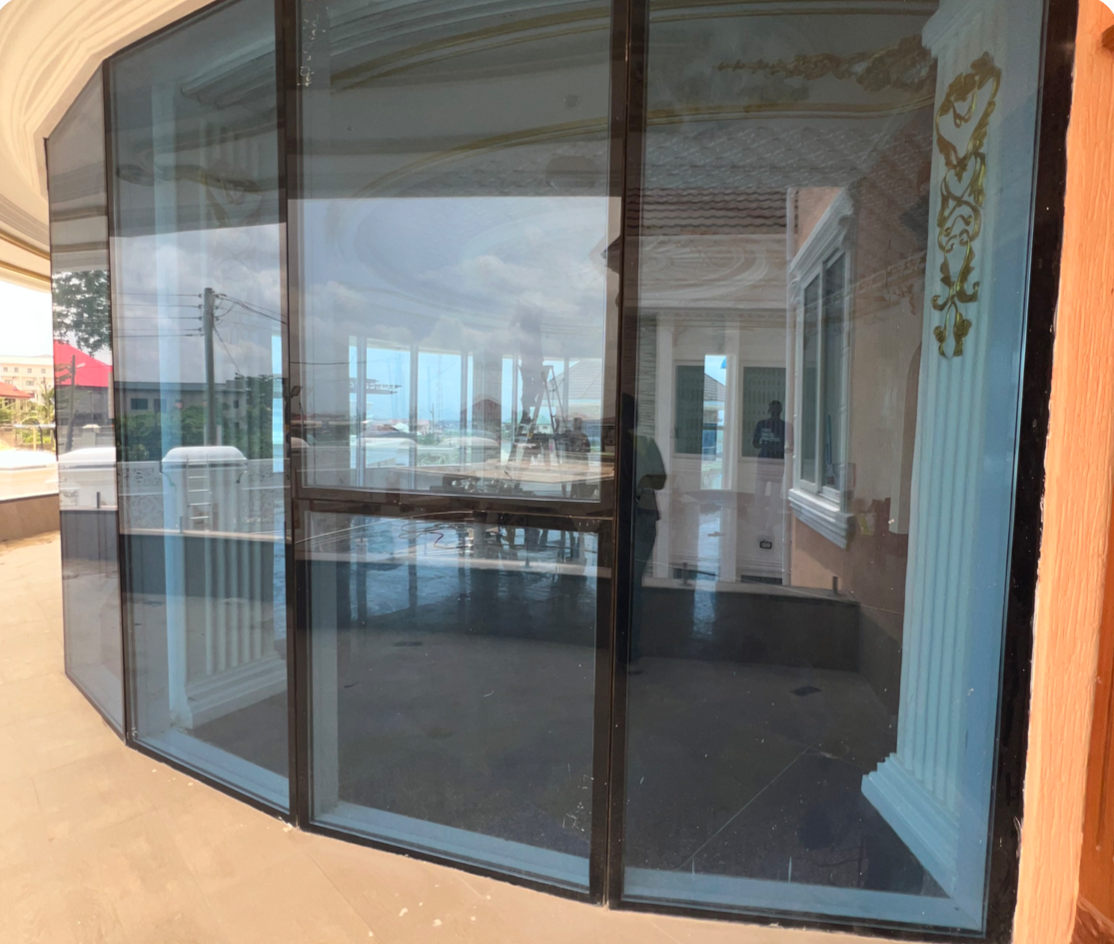 Large Fixed Tinted Black Frame Window