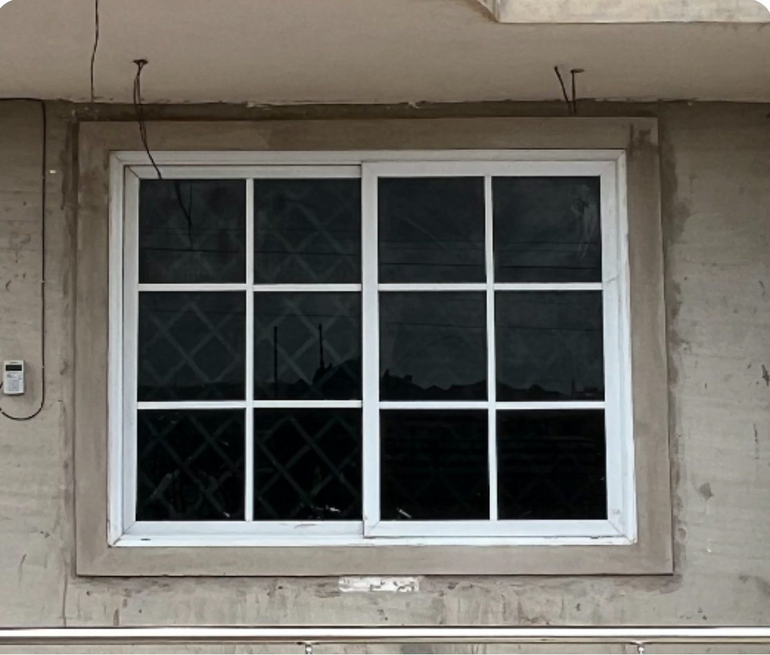 White Frame Patterned Decorative Sliding Window