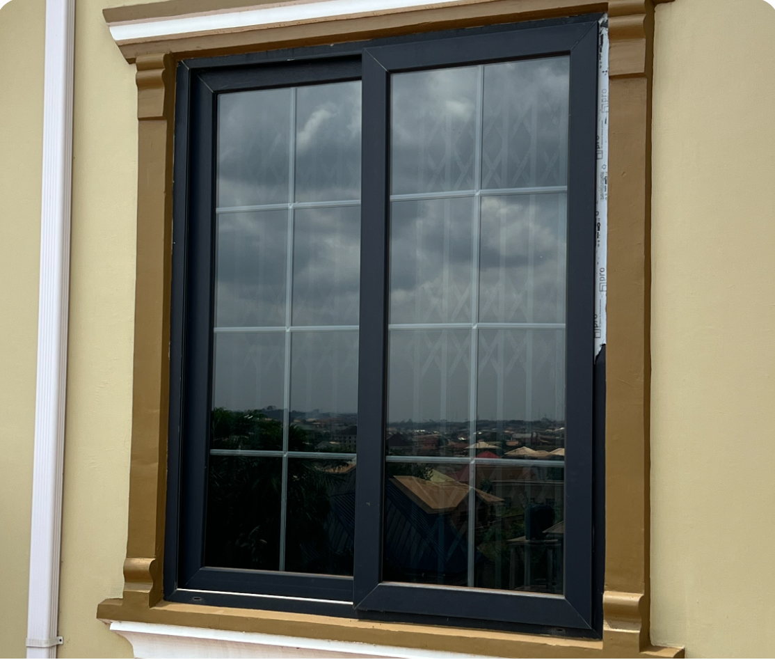 Black Frame Patterned Decorative Sliding Window